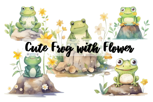 Download Cute Frog with Flower Sublimation Design - Sublimation design Collection