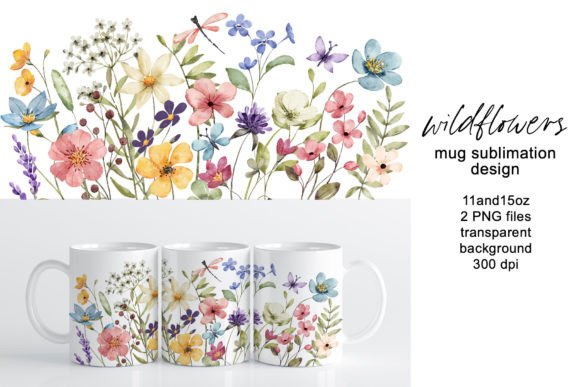 Download Mug Sublimation Design with Wildflowers. - Sublimation design Collection