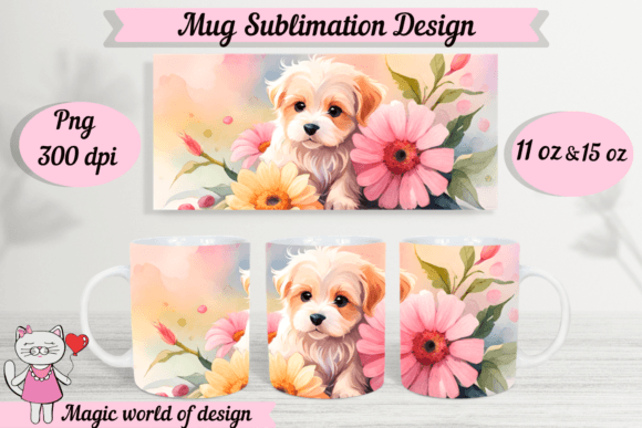 Download Cute Puppy Mug Sublimation Designs PNG, - Sublimation design Collection