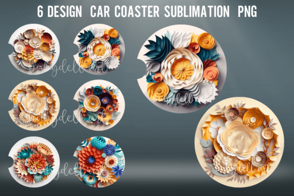 Download Flowers Car Coaster Sublimation Designs - Sublimation design Collection